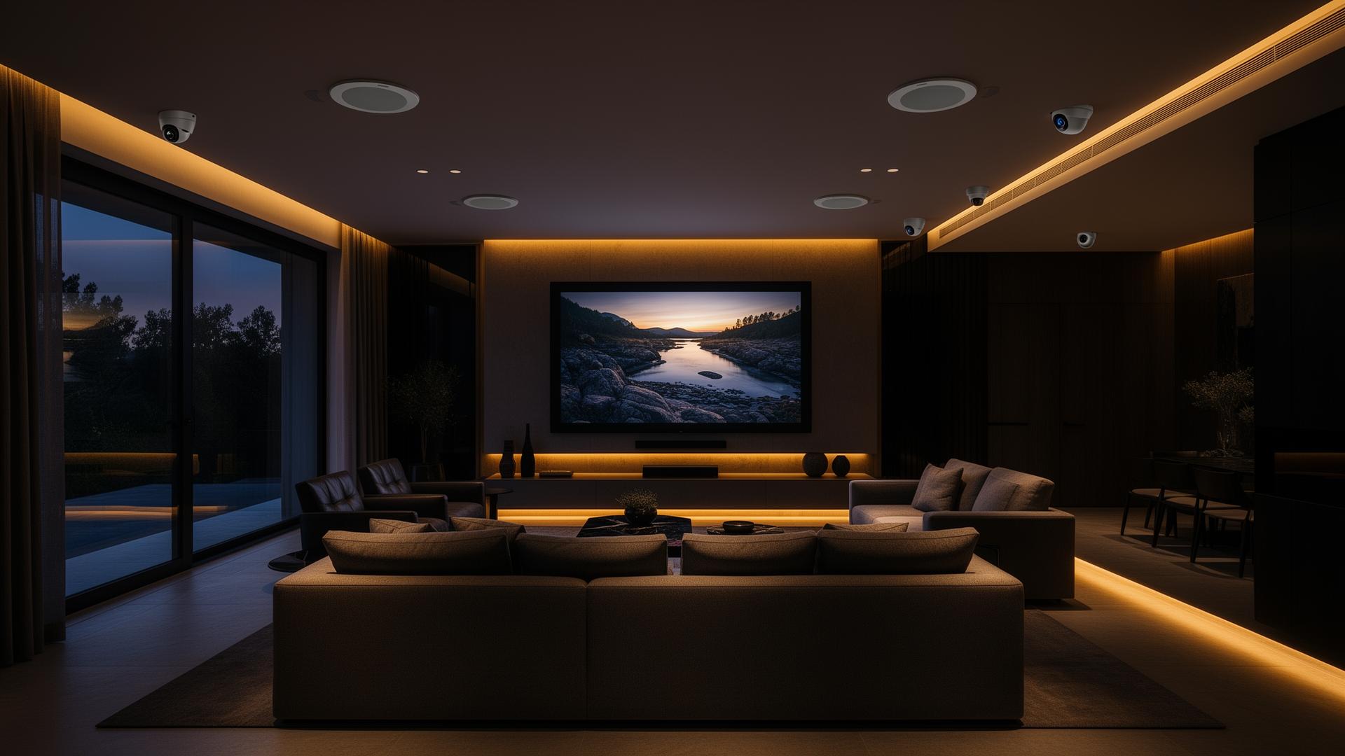 Luxury home interior with integrated AV systems